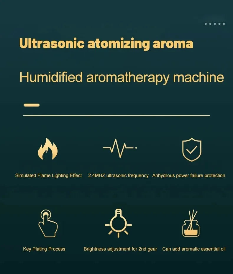 Ultradźwiękowy Nawilżacz z Aromaterapią i Efektem Płomienia